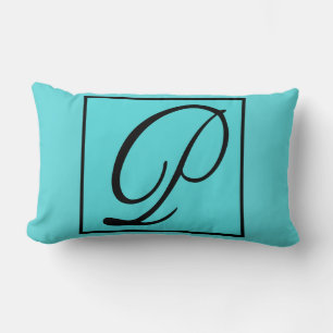 P - Eén Initiaal P op Aqua Pillow Kussen
