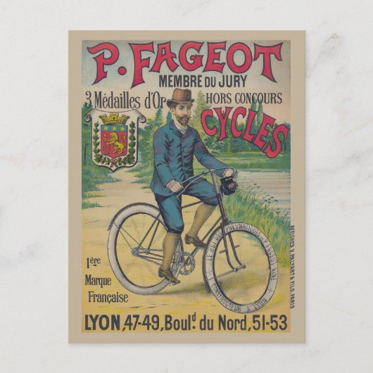 P. Fageot Vintage Poster 1895 Briefkaart (Voorkant)