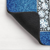P Faux-"Diamond Bling" op Denim Mousepad Muismat (Hoek)