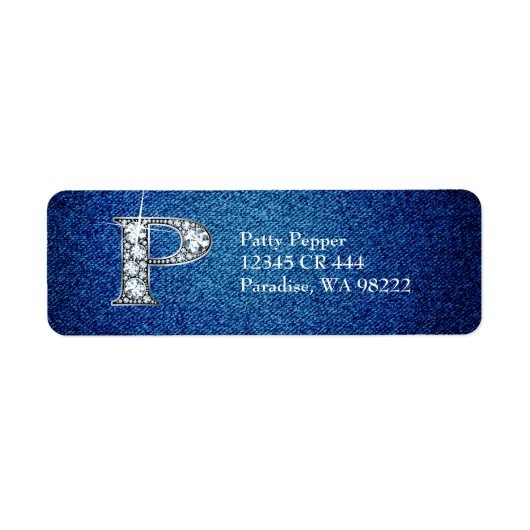 P Faux Diamond on Denim Return Address Label (Voorkant)