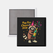 P Fizz Cheers 2026 Funny Raccoon New Year Design  Magneet (Voorkant / Achterkant)