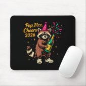 P Fizz Cheers 2026 Funny Raccoon New Year Design  Muismat (Met muis)