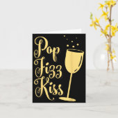 P Fizz Kiss Funny New Years Eve Wine Champagne  Kaart (Gele Bloem)