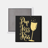 P Fizz Kiss Funny New Years Eve Wine Champagne  Magneet (Voorkant / Achterkant)