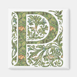 P  Floral Leafy Monogram Magneet