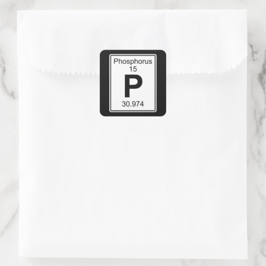 P - Fosfor Vierkante Sticker (Tas)