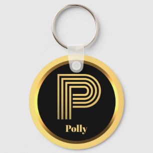 P Gold Monogrammed Letter persoonlijk Sleutelhanger