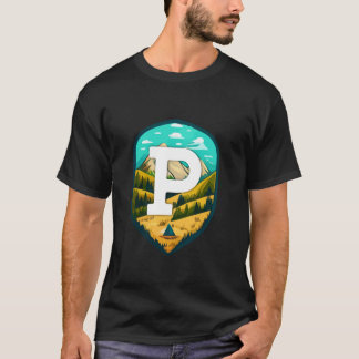 P grote letter berg camping lange mouw t Shirt