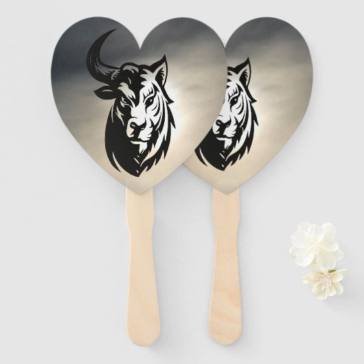 P half stier half tijger handwaaier (Voorkant en achterkant)