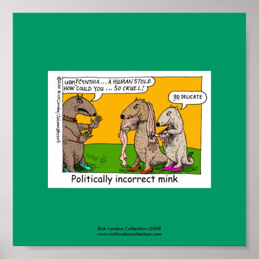 P.I. Mink (Human Stole) Cartoon met omlijsting afd Poster (Voorkant)