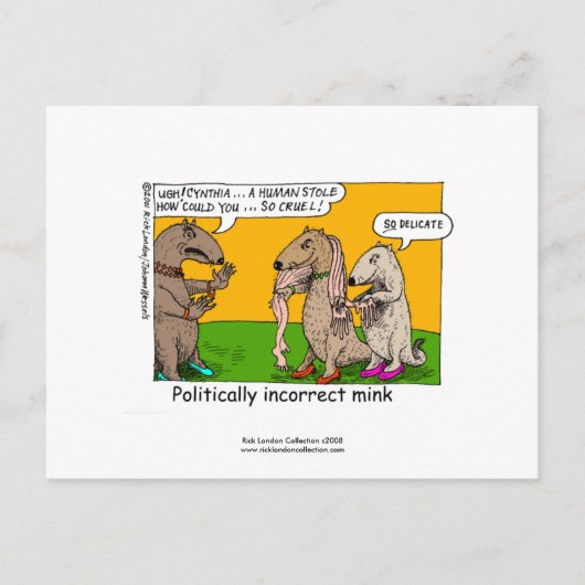 P.I. Mink (Human Stole) Cartoon op Briefkaart (Voorkant)