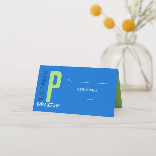 P INITIAAL COLLECTIE Bar Mitswa Zitplaatsen Escort Plaatskaartje (Voorkant)