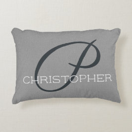 P Initiaal Gepersonaliseerde naam Zwart-wit grijs Accent Kussen