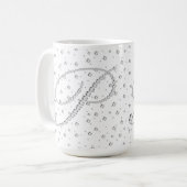 P Initiaal Monogram Witte Diamanten Print Koffiemok (Voorkant links)