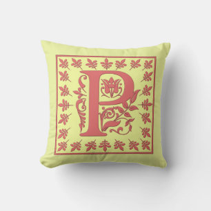 P INITIAAL PILLOW - Letter P op GEEL achtergrond Kussen