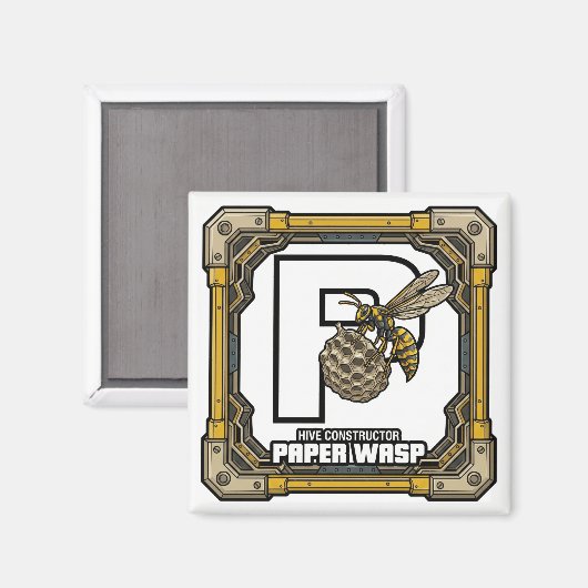 P is for Paper Wasp – GTA Style ABC Learning Magneet (Voorkant / Achterkant)
