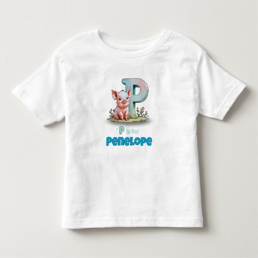 P is for Penelope - Personalized Toddler T-Shirt (Voorkant)
