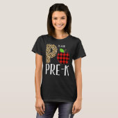 P Is For Pre K Teacher Leopard Buffalo Plaid Kids  T-shirt (Voorkant volledig)