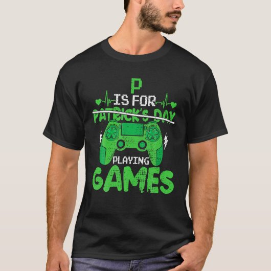 P is voor het afspelen van videospellen waarop pat t-shirt (Voorkant)