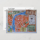 P is voor het briefkaart van Praag (Voorkant / Achterkant)