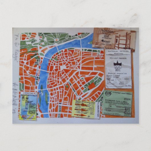 P is voor het briefkaart van Praag (Voorkant)