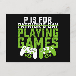 P is voor het spelen van games gamer gaming St Pat Briefkaart