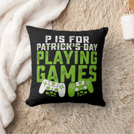 P is voor het spelen van games gamer gaming St Pat Kussen