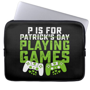 P is voor het spelen van games gamer gaming St Pat Laptop Sleeve