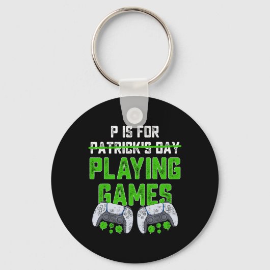 P is voor het spelen van games St Patricks Day Fun Sleutelhanger (Voorkant)