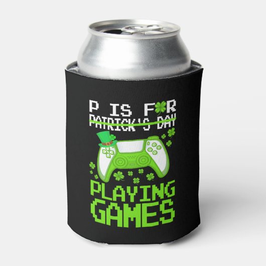 P is voor het spelen van games St Patricks Day Gam Blikjeskoeler (Blikje Voorkant)