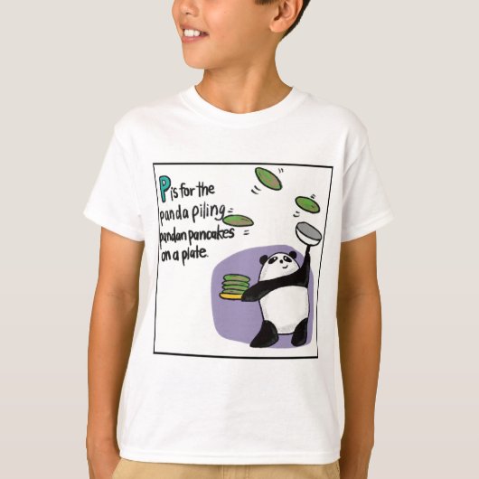 P is voor Kinder T-shirt van Pandan Pancakes (Voorkant)