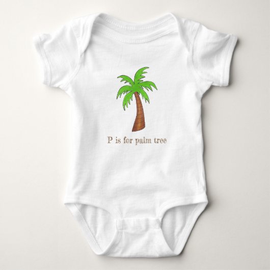 P is voor Palm Tree Tropical Island Palmtree Green Romper (Voorkant)