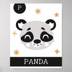 P is voor Panda, Kinderkamer, Slaapkamer, Kinderen Poster