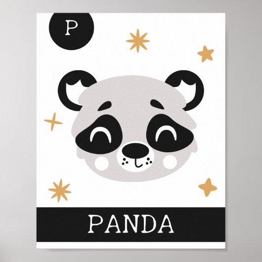 P is voor Panda, Kinderkamer, Slaapkamer, Kinderen Poster (Voorkant)