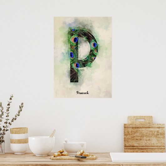 P is voor pauw poster (Keuken)