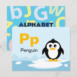 P is voor Penguin - Alphabet Flash Kaart