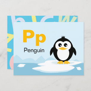 P is voor Penguin - Alphabet Flash Kaart