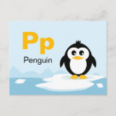 P is voor Penguin - Alphabet Flash Kaart (Voorkant)