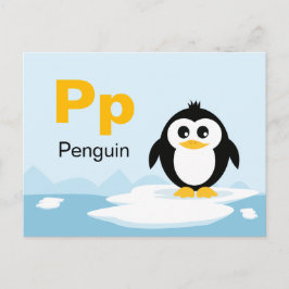 P is voor Penguin - Alphabet Flash Kaart