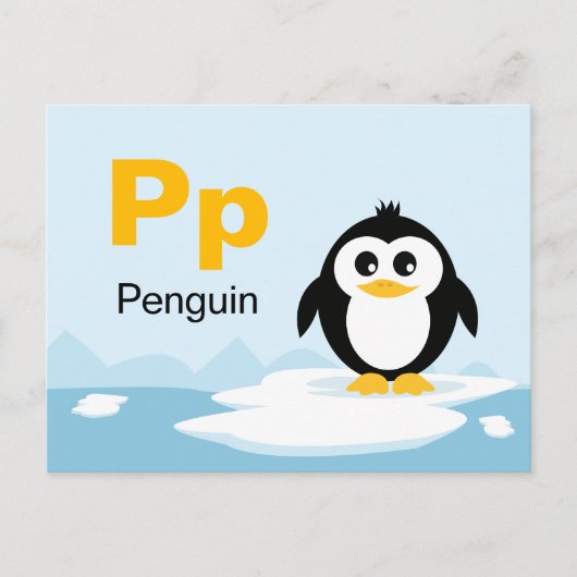 P is voor Penguin - Alphabet Flash Kaart (Voorkant)