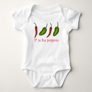 P is voor Peppers Chili Jalapeño Veggie Letter P Romper
