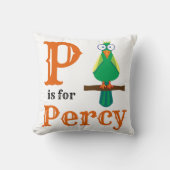 P is voor Percy baby jongen Kussen (Voorkant)