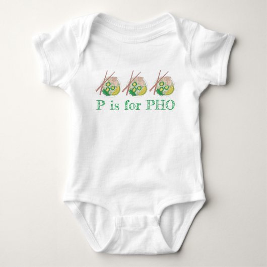 P is voor PHO Alphabet Letter Vietnamese noedels Romper (Voorkant)