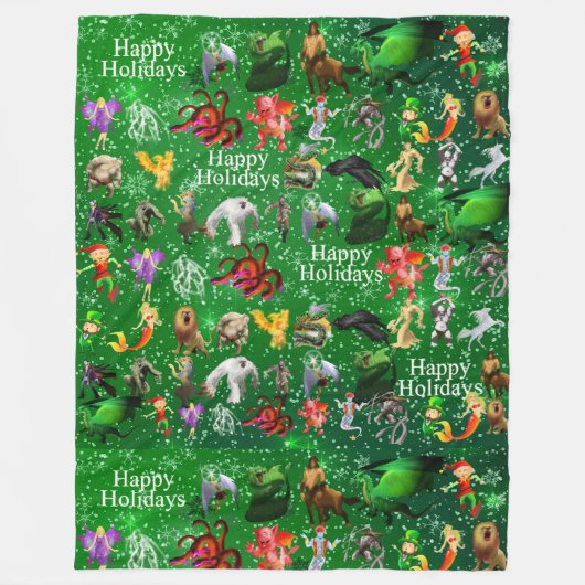 P is voor Phoenix kerstgeblindeerde (Groen) Fleece Deken (Voorkant)