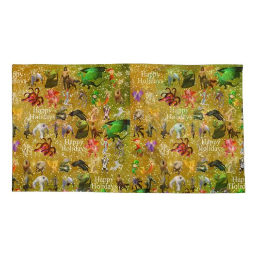 P is voor Phoenix Kerstmis Pillow Hoesje (Gold) Kussensloop (Achterkant)