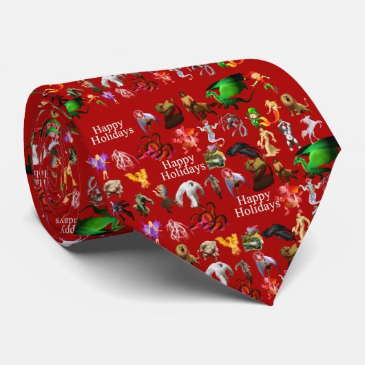 P is voor Phoenix Kerstmis Stropdas (rood) (Opgerold)
