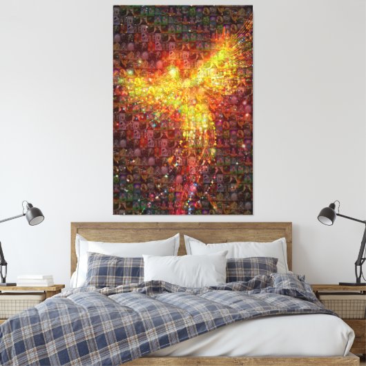 P is voor Phoenix Mosaic Canvas Afdruk (Insitu (Slaapkamer))
