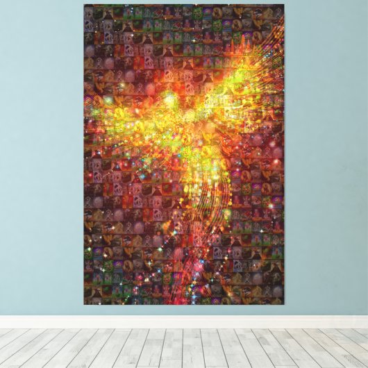 P is voor Phoenix Mosaic Canvas Afdruk (Insitu (Houten vloer))