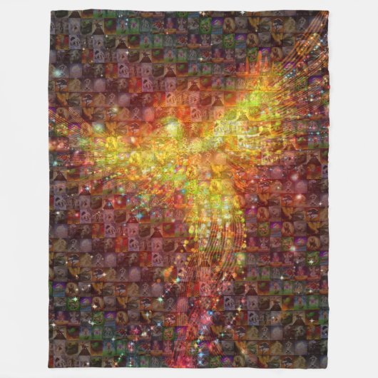 P is voor Phoenix Mosaic Fleece Deken (Voorkant)