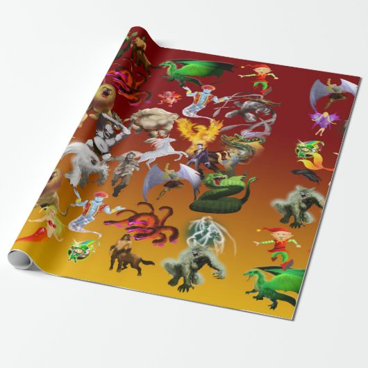 P is voor Phoenix Verpakkend document (Goud) Cadeaupapier (Uitgerold)
